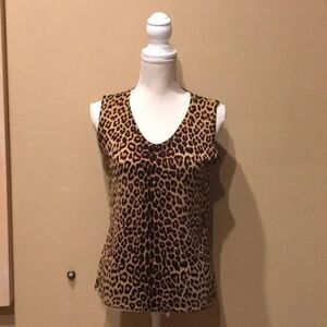 Sleeveless Animal Print Tan Tank